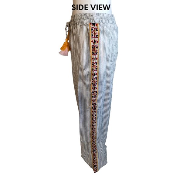 SALE!!!!!! NWT THML Striped and Embroidered Lightweight Pants - Picture 3 of 5